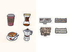 Coffee Themed Pins – Set of 4